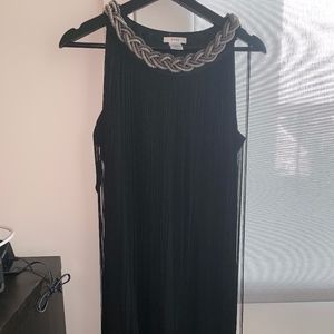 black mini dress with chain